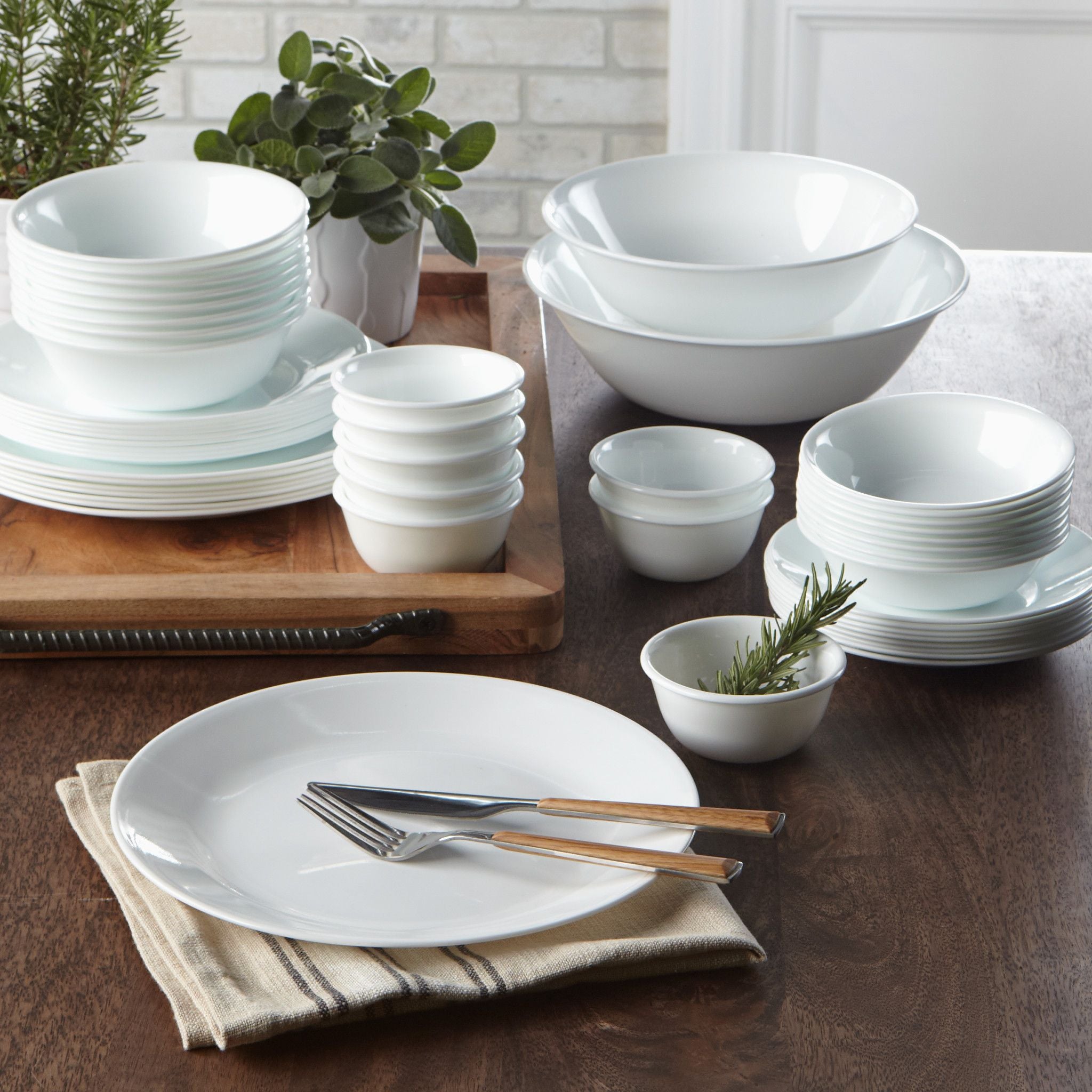 Corelle Winter Frost White 50-piece Dinnerware Set. Service for 8. EXCLUSIVE - Image 2