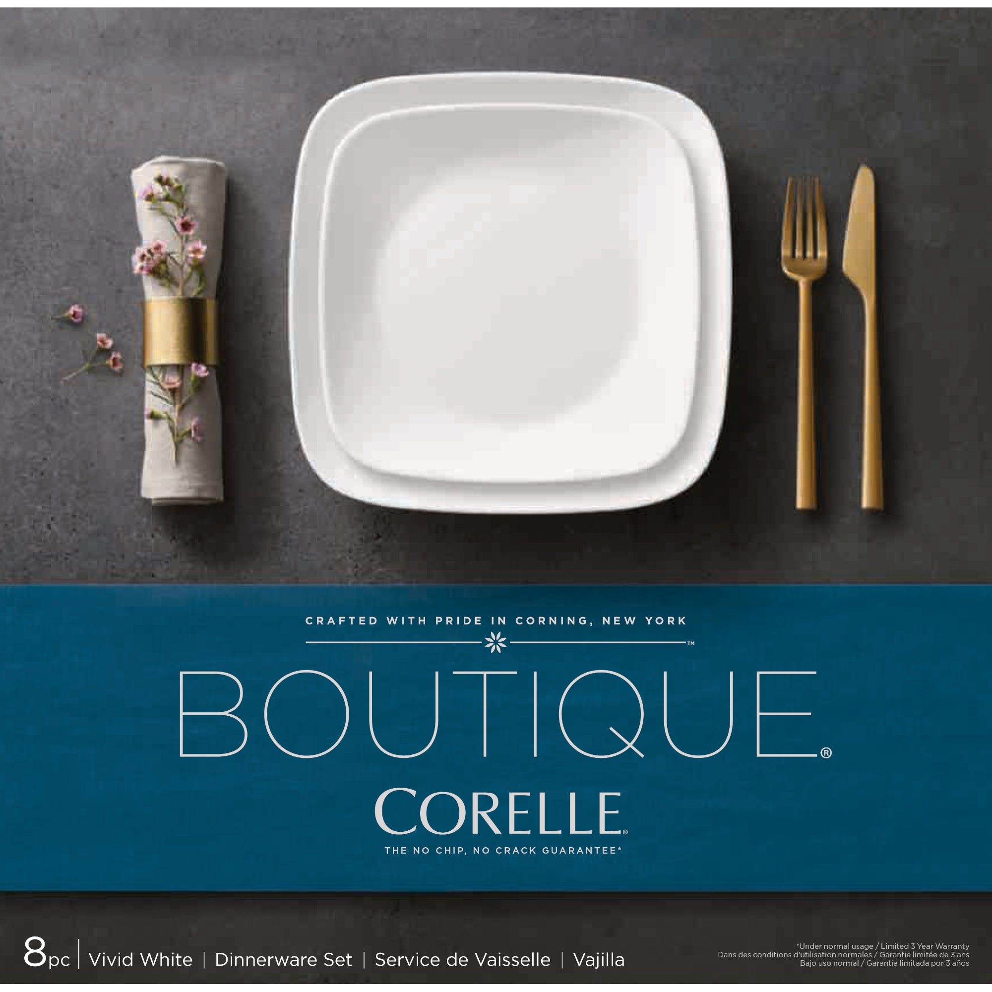 Corelle Boutique Vivid White 8-piece Dinnerware Set. Service for 4 - Image 2