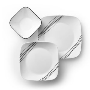 Corelle Square Simple Sketch 18-piece Dinnerware Set. Service for 6