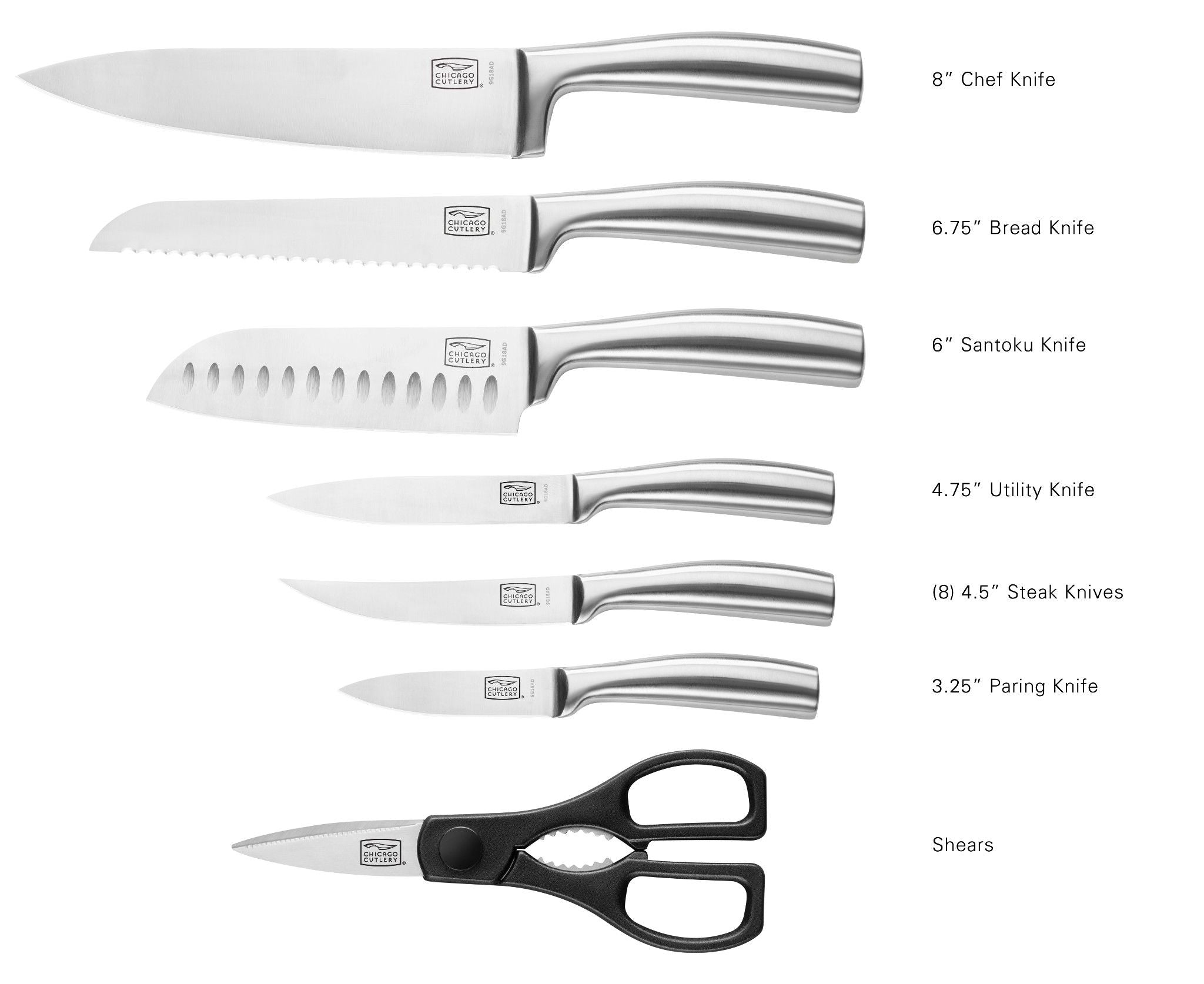 Chicago Cutlery Malden 16-piece Stainless Steel Block Set - Image 4