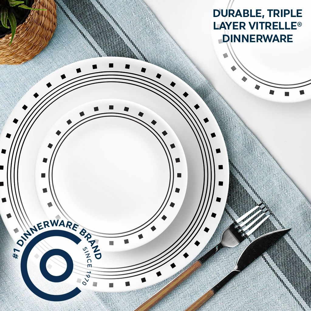 Corelle City Block 18-piece Mugless Dinnerware Set. Service for 6 - Image 2