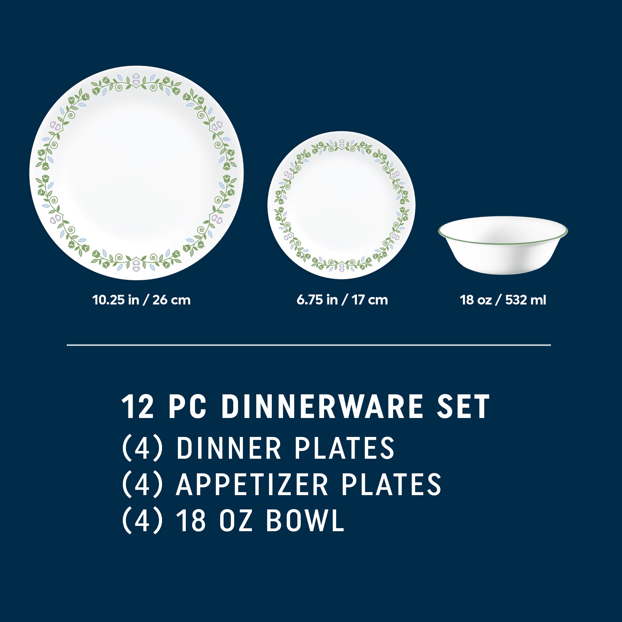 Corelle Bryndle 12-Piece Glass Dinnerware Set. Service for 4 - Image 2