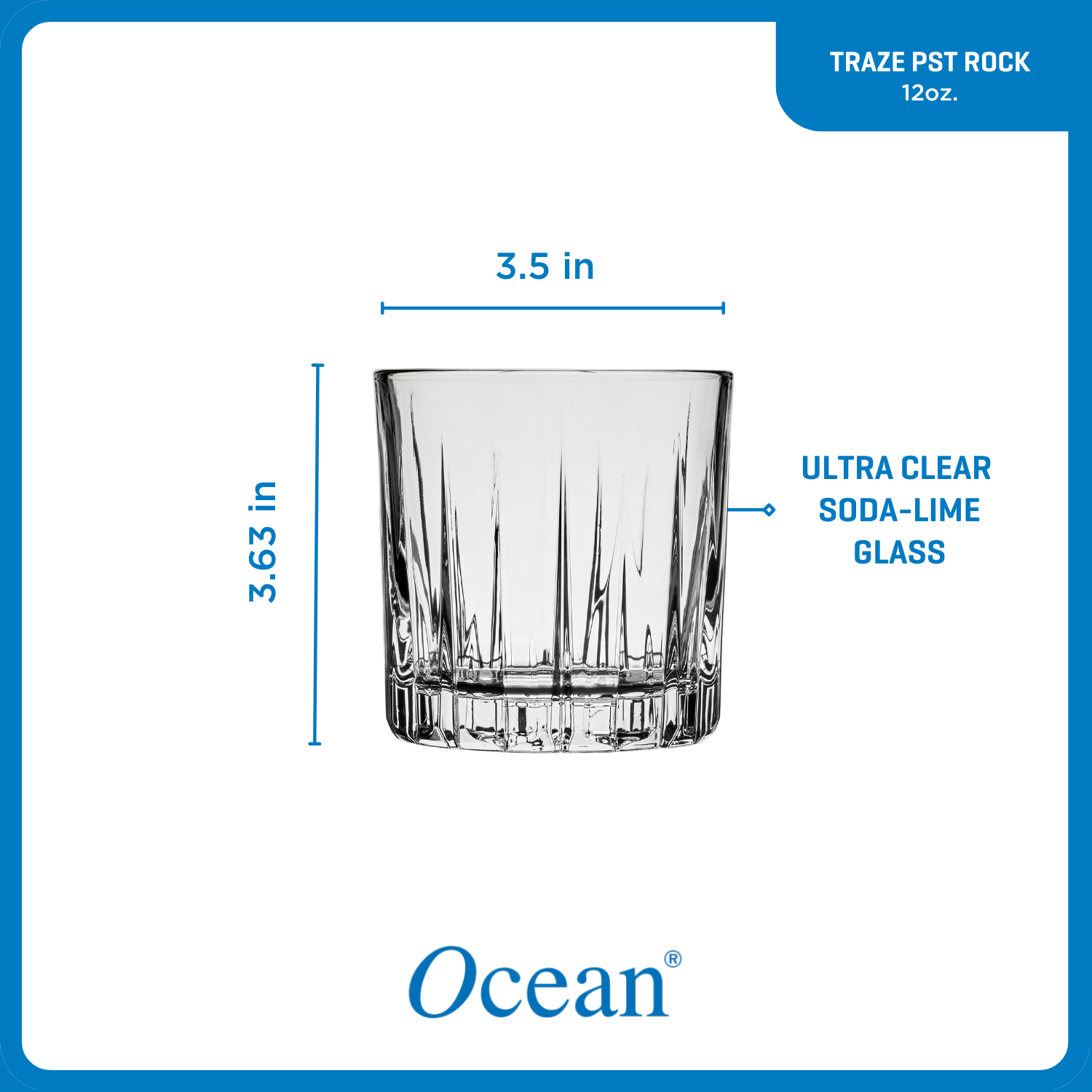 Ocean Glass Traze PRE Rocks Glasses (4-Pieces). 12-ounce. Dishwasher Safe - Image 3