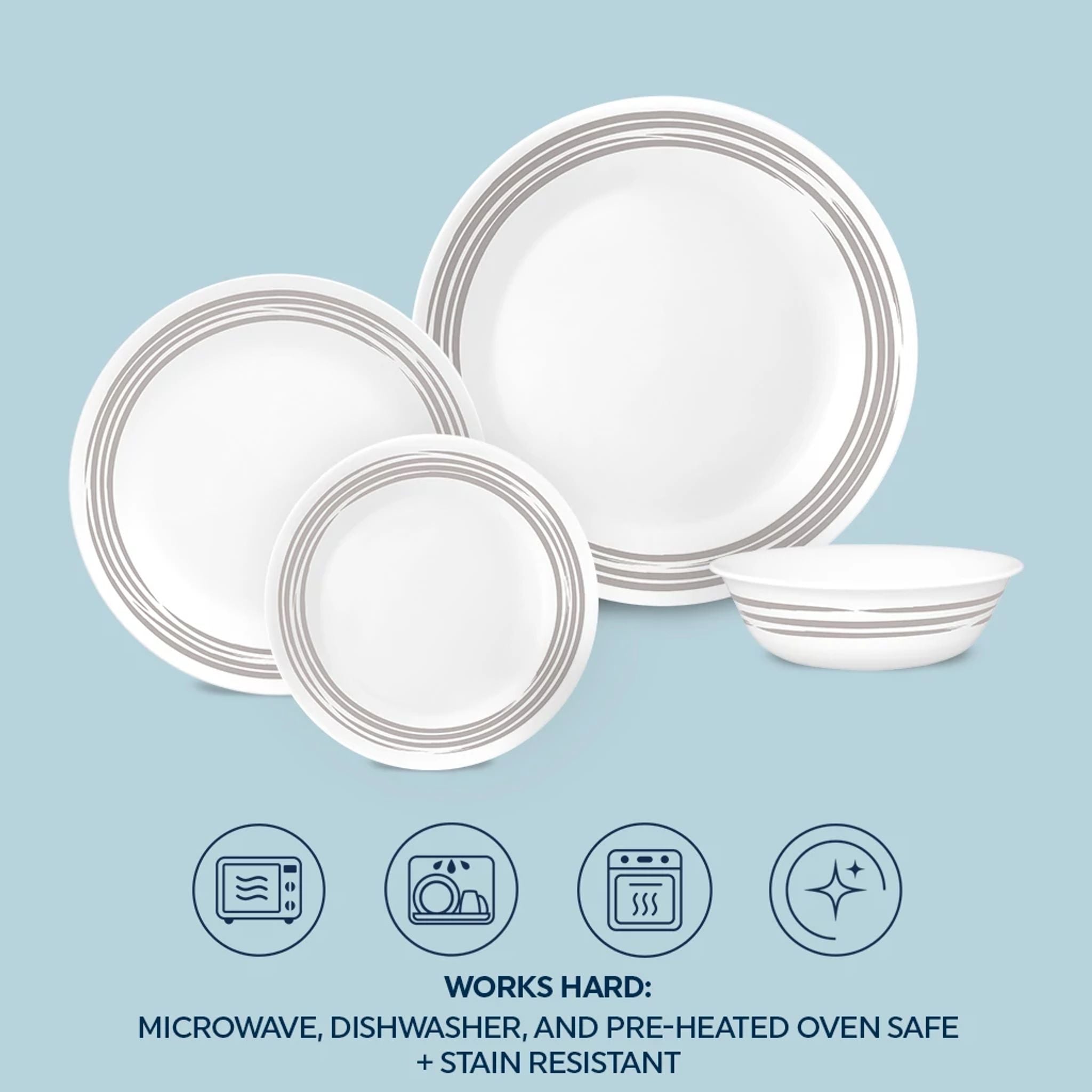 Corelle Brushed Silver 16-piece Dinnerware Set. Service for 4 - Image 5
