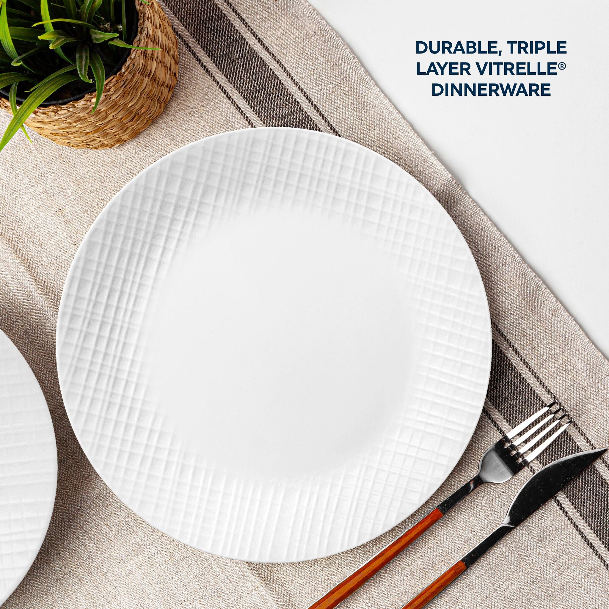 Corelle Linen Weave 12-piece Dinnerware Set. Service for4 - Image 5