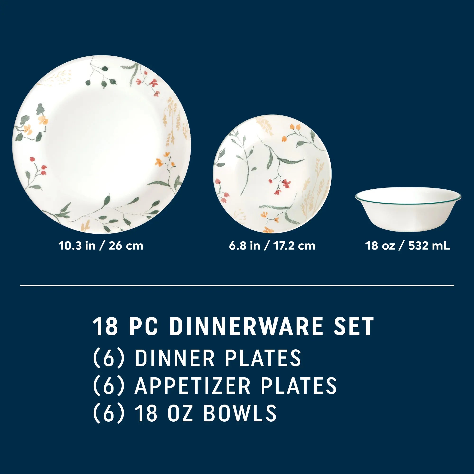 Corelle Wildflower Scatter 18-piece Dinnerware Set. Service for 6 - Image 2