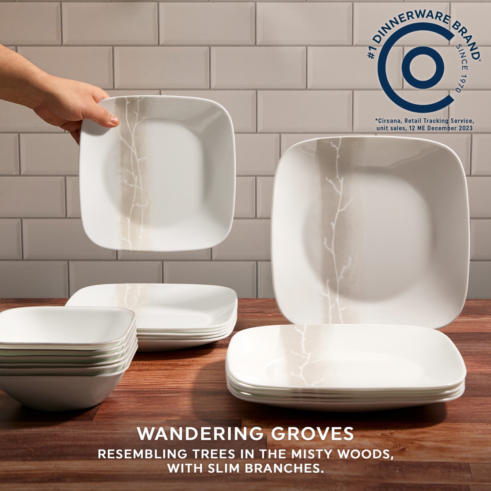 Corelle Square Wandering Grove 18-piece Dinnerware Set. Service for 6 - Image 3