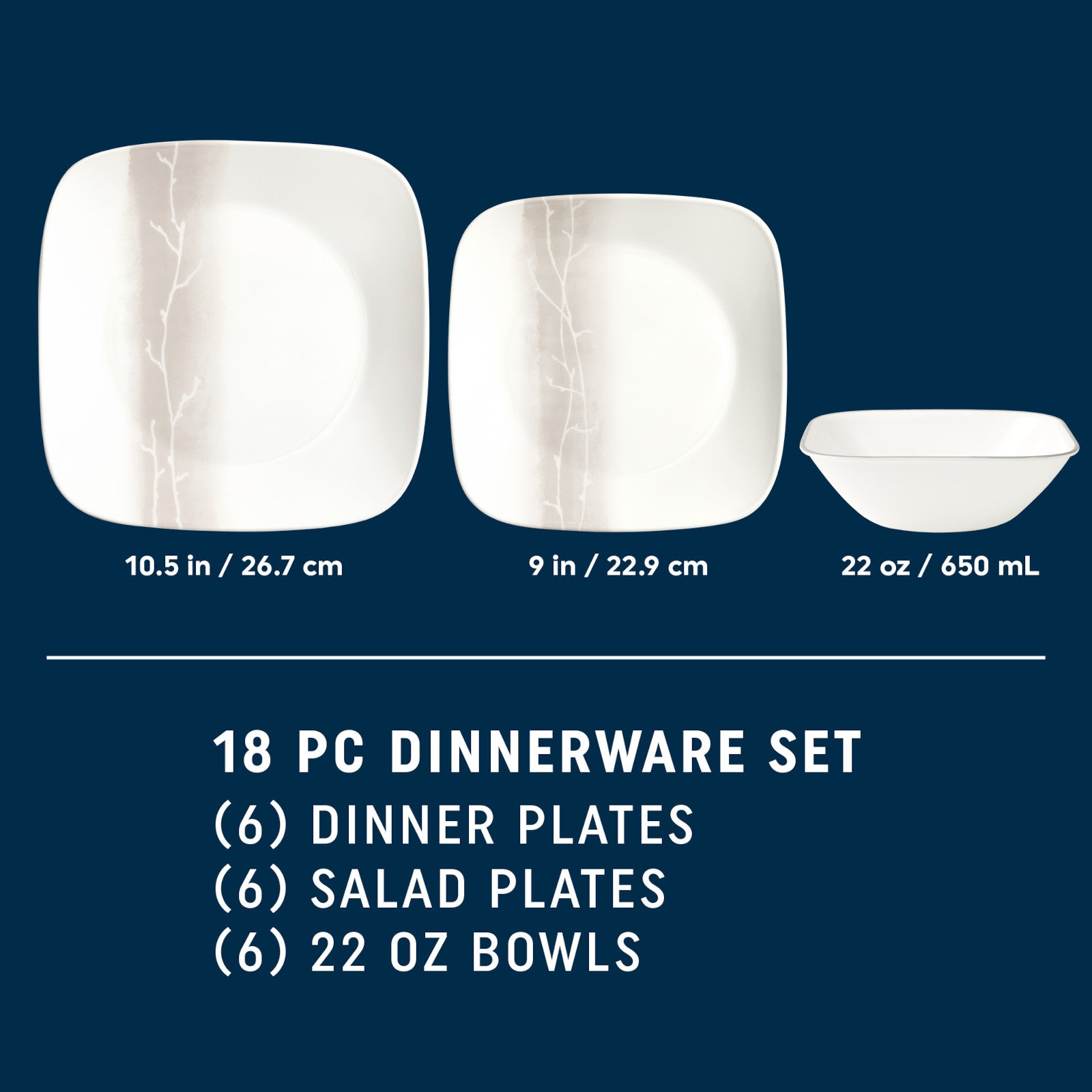 Corelle Square Wandering Grove 18-piece Dinnerware Set. Service for 6 - Image 2