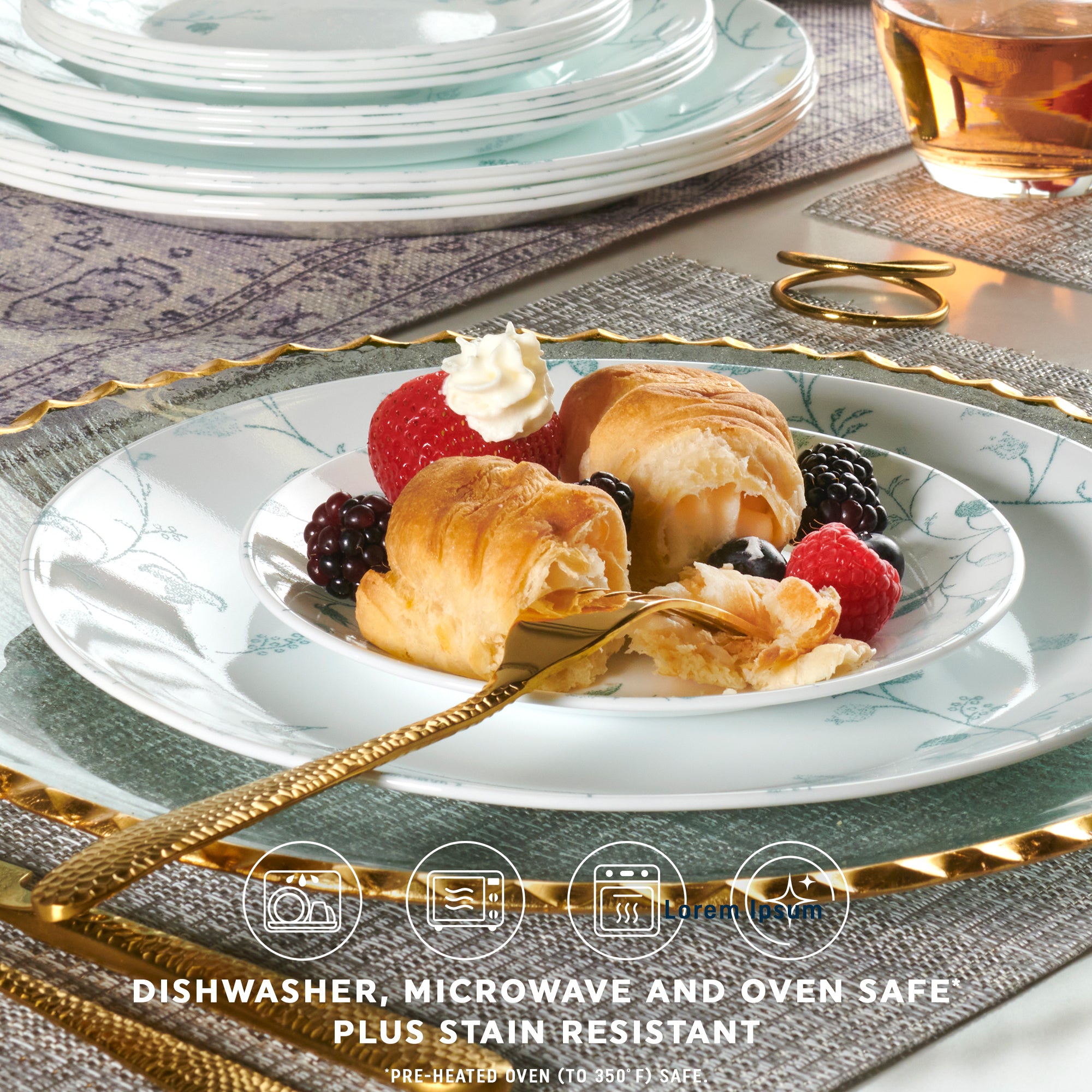 Corelle Chambord 18-piece Dinnerware Set. Service for 6 - Image 4