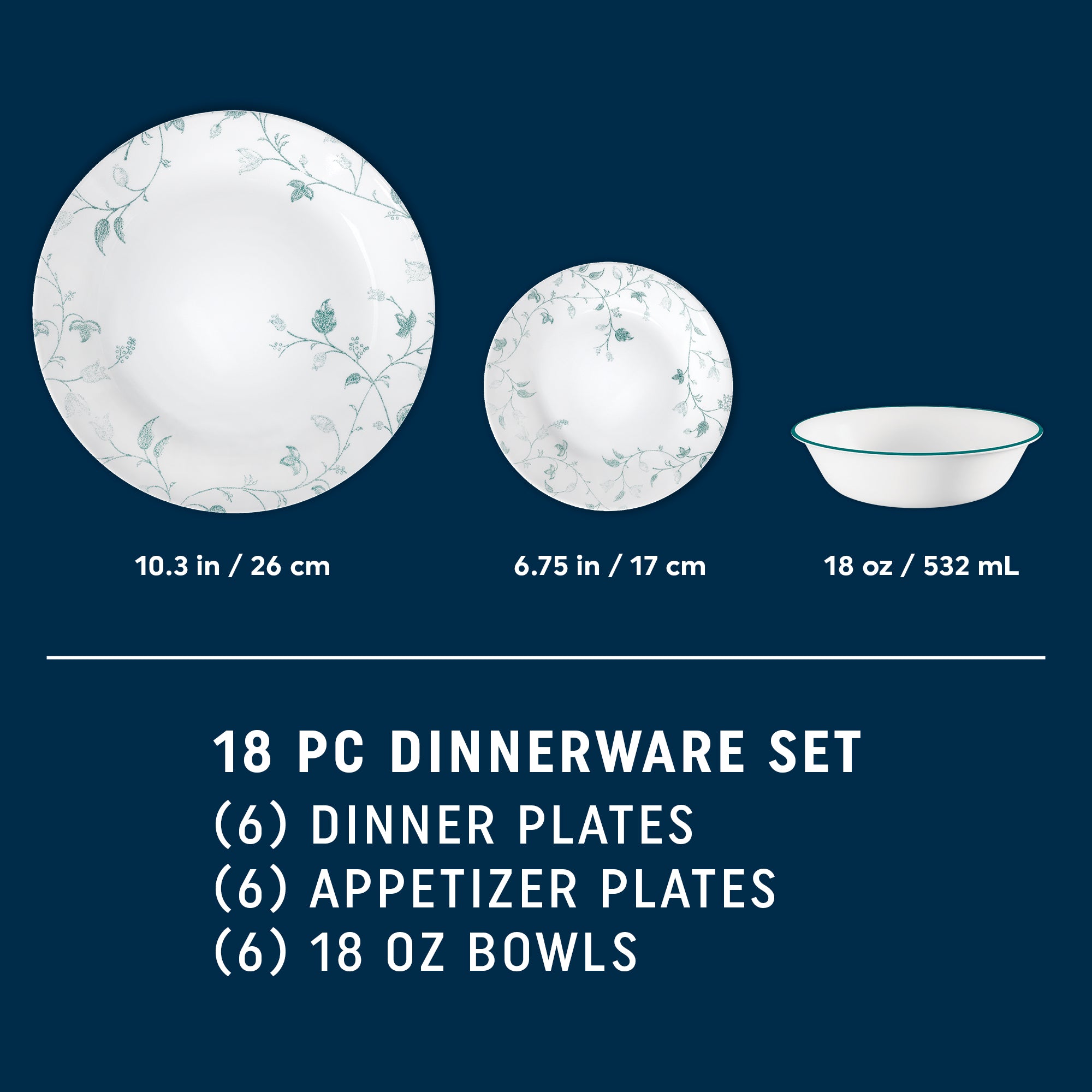Corelle Chambord 18-piece Dinnerware Set. Service for 6 - Image 2