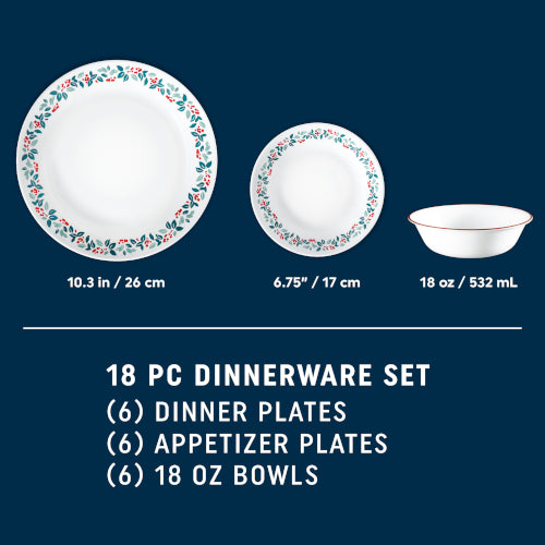 Corelle Winter Berries 18-pc Dinnerware Set. Service for 6 - Image 2
