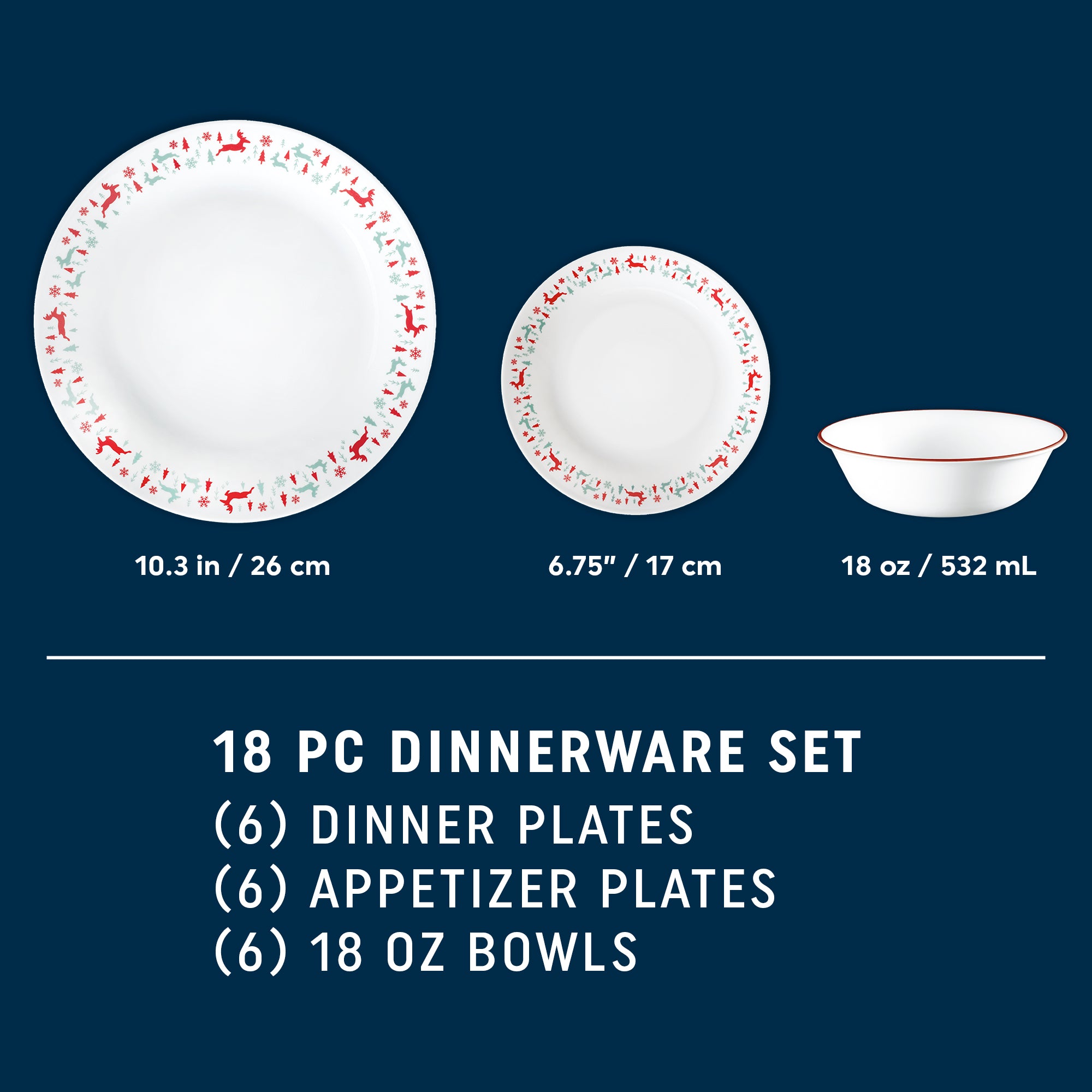 Corelle Be Merry 18-pc Dinnerware Set. Service for 6 - Image 2