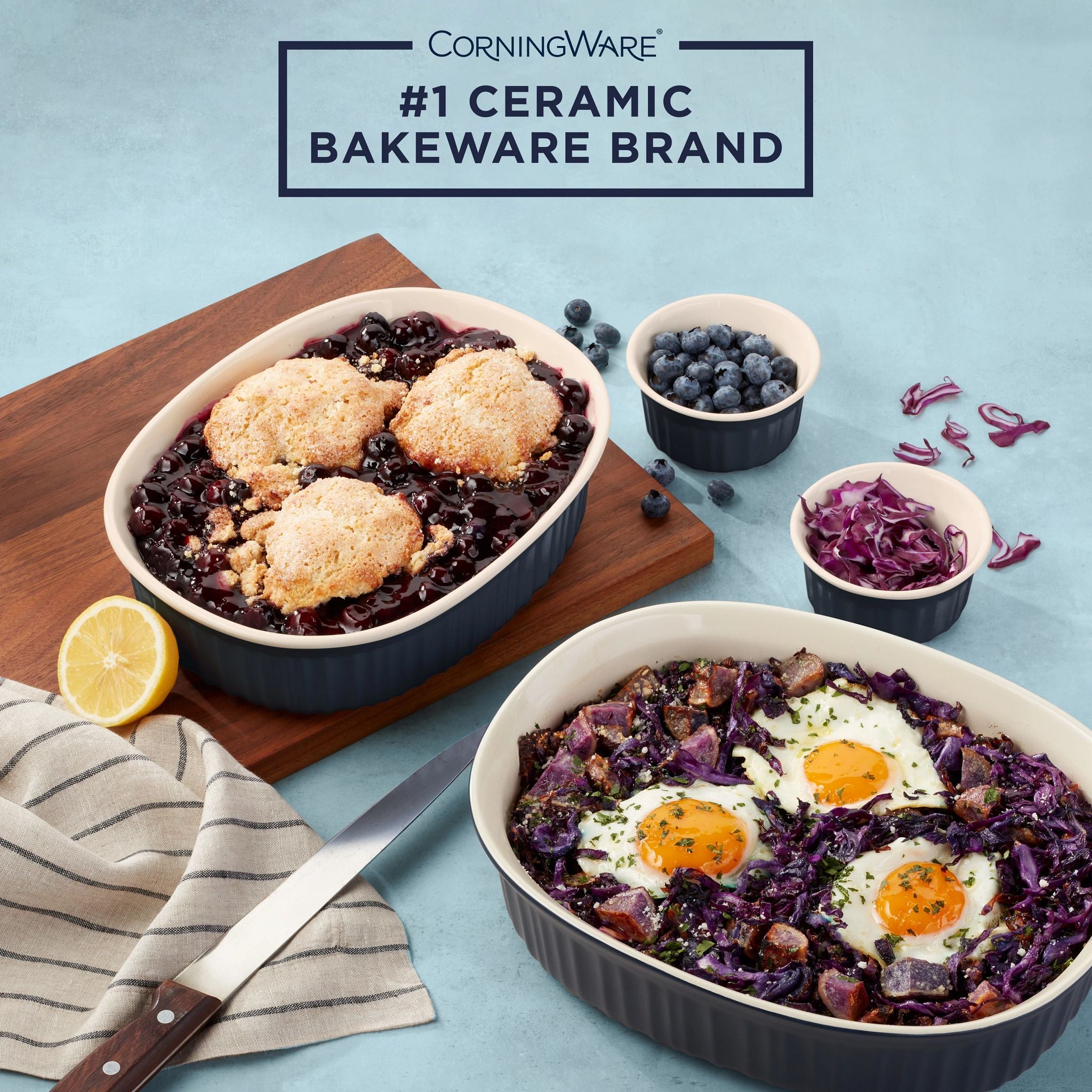CorningWare French Colors 10-piece Oval Bakeware Set. Navy - Image 2