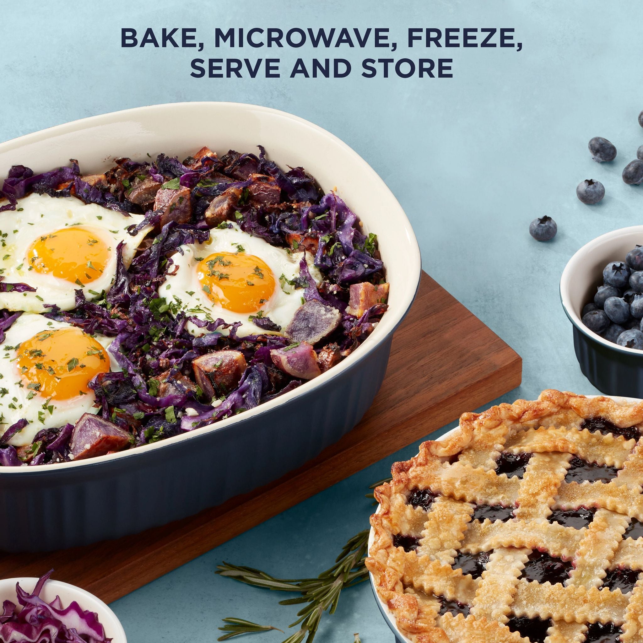 CorningWare French Colors 10-piece Oval Bakeware Set. Navy - Image 3
