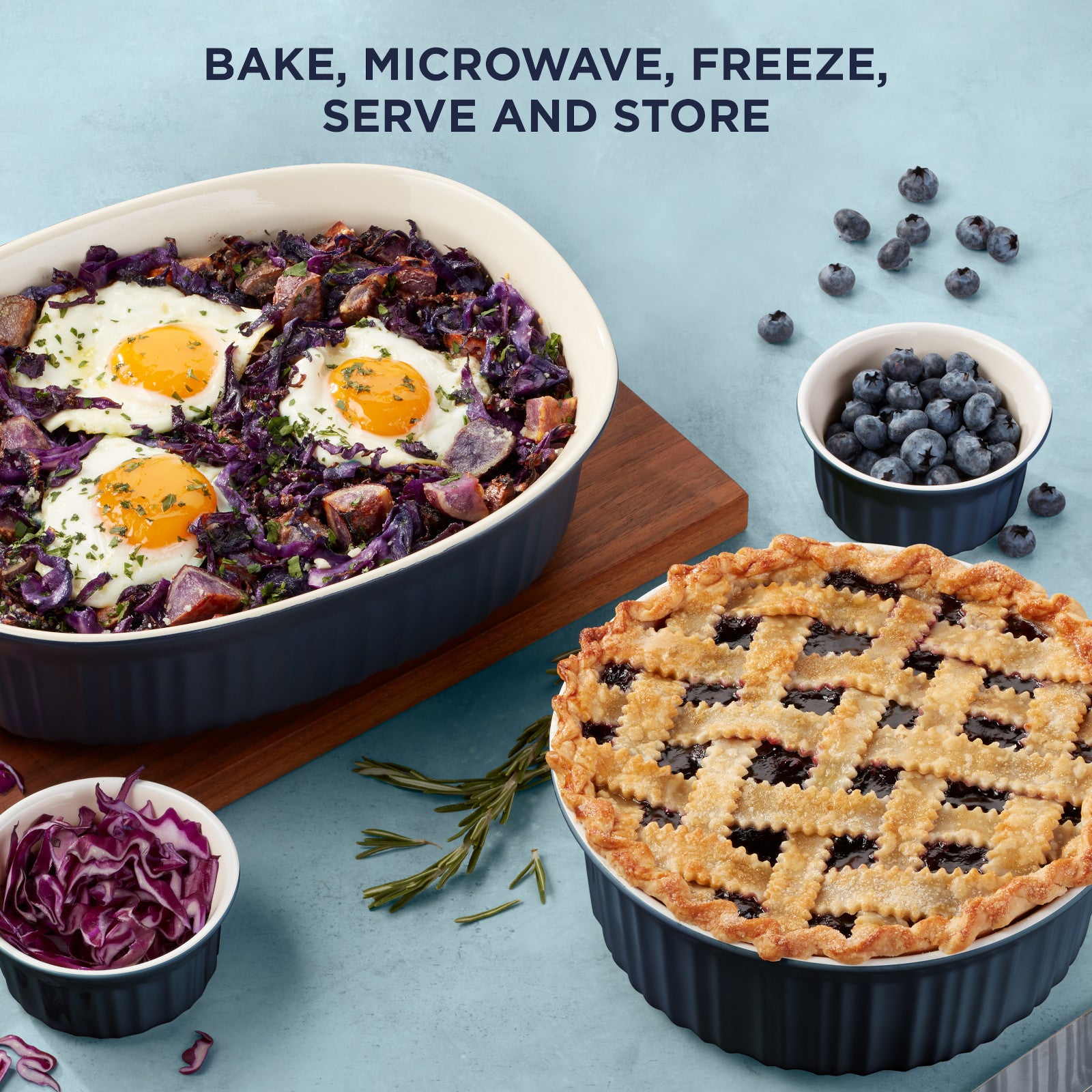 CorningWare French Colors 12-piece Oval Bakeware Set. Navy - Image 3