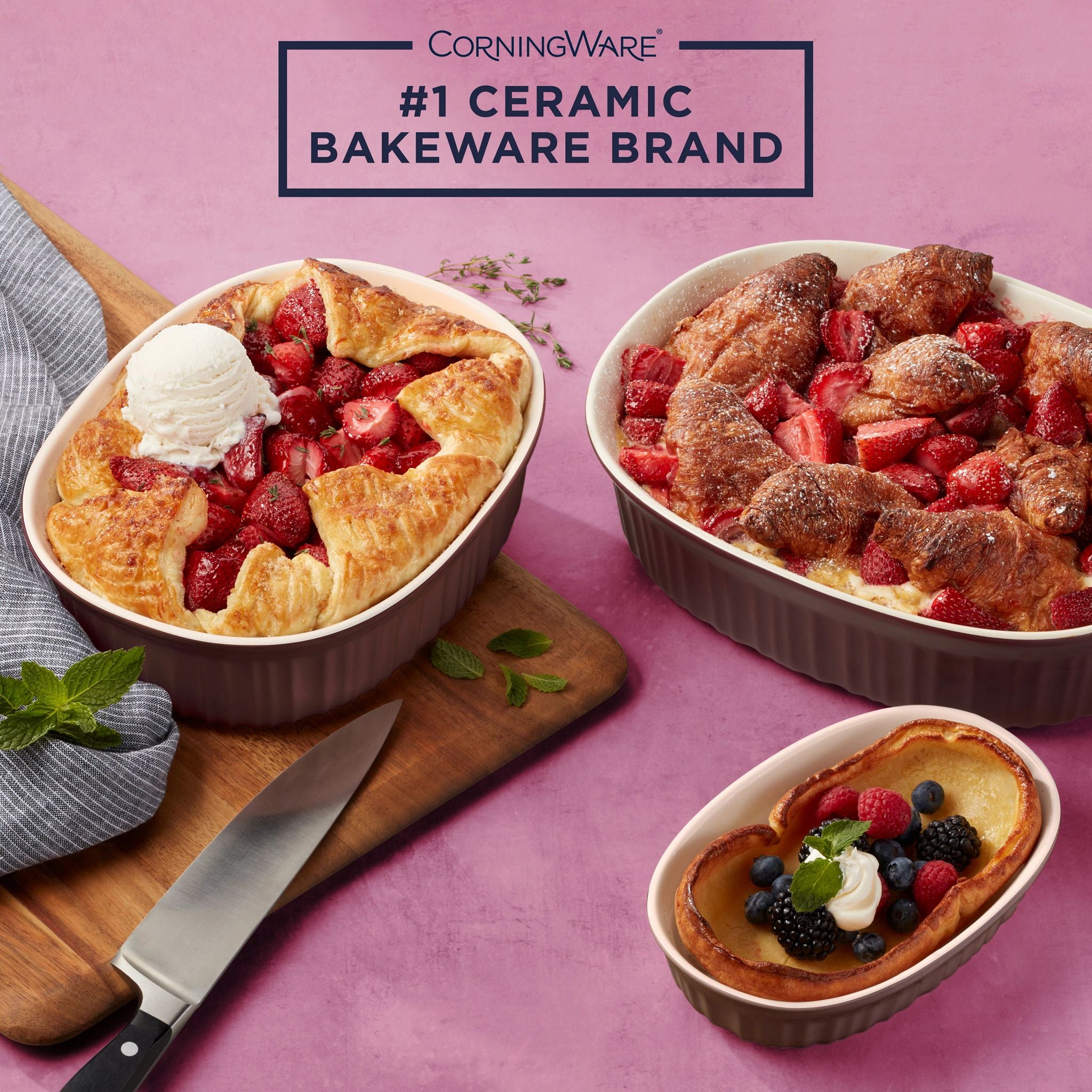 CorningWare French Colors 6-piece Bakeware Set. Cabernet - Image 2