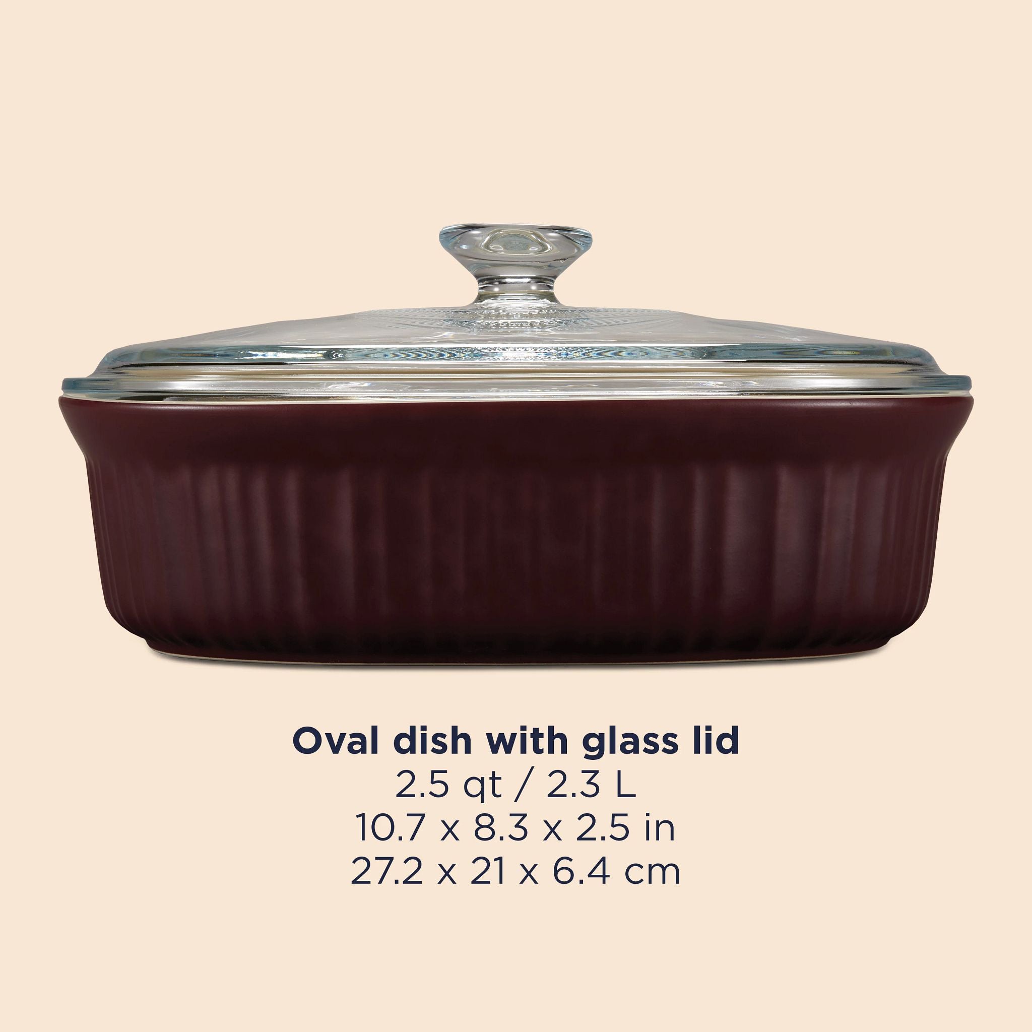CorningWare French Colors 2.5-quart Oval Baking Dish. Cabernet - Image 4